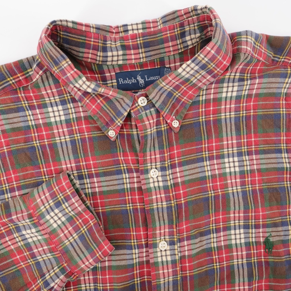 Polo Ralph Lauren Plaid Button Down Red Long Sleeve Shirt Mens 2XB Big Classic